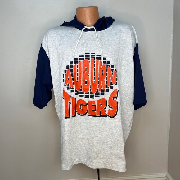 1990s Auburn University Tigers Hooded T-Shirt, Color Block, Pro Star Sports XL - Picture 1 of 4